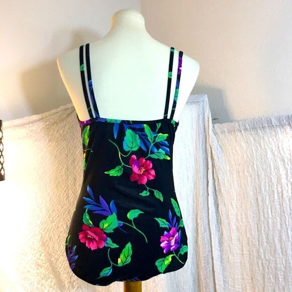 Mainstream Flower Print One Piece Swimsuit Size 12 - Picture 4 of 8